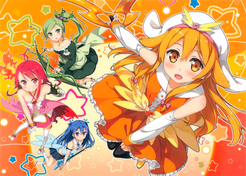 hiiragi mako, asagi asuka, washioka itaru, and oribe kotone (magical suite prism nana) drawn by kantoku
