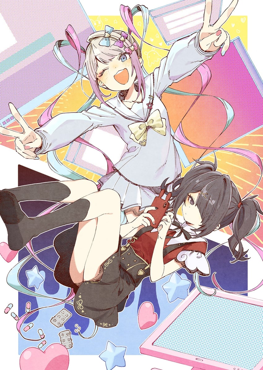 chouzetsusaikawa tenshi-chan and ame-chan (needy girl overdose) drawn by abara_heiki