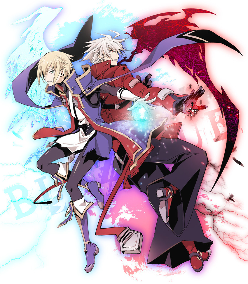 ragna the bloodedge and jin kisaragi (blazblue) drawn by sumeshi_(ambivalince)