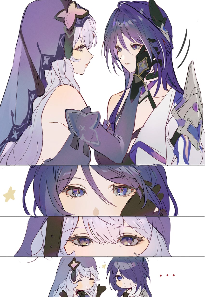 acheron and black swan (honkai and 1 more) drawn by chibiya1010