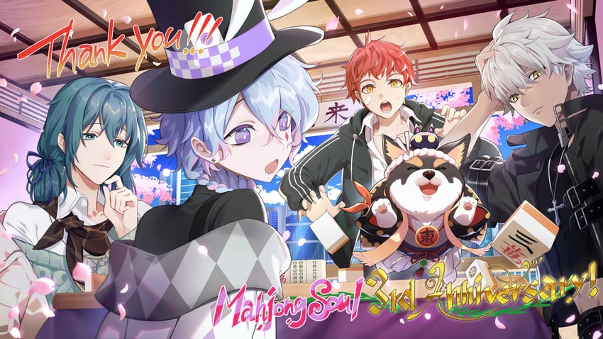 wanjirou, a-37, ryan, sammir, and takigawa natsuhiko (mahjong soul) drawn by mikurou_(nayuta)