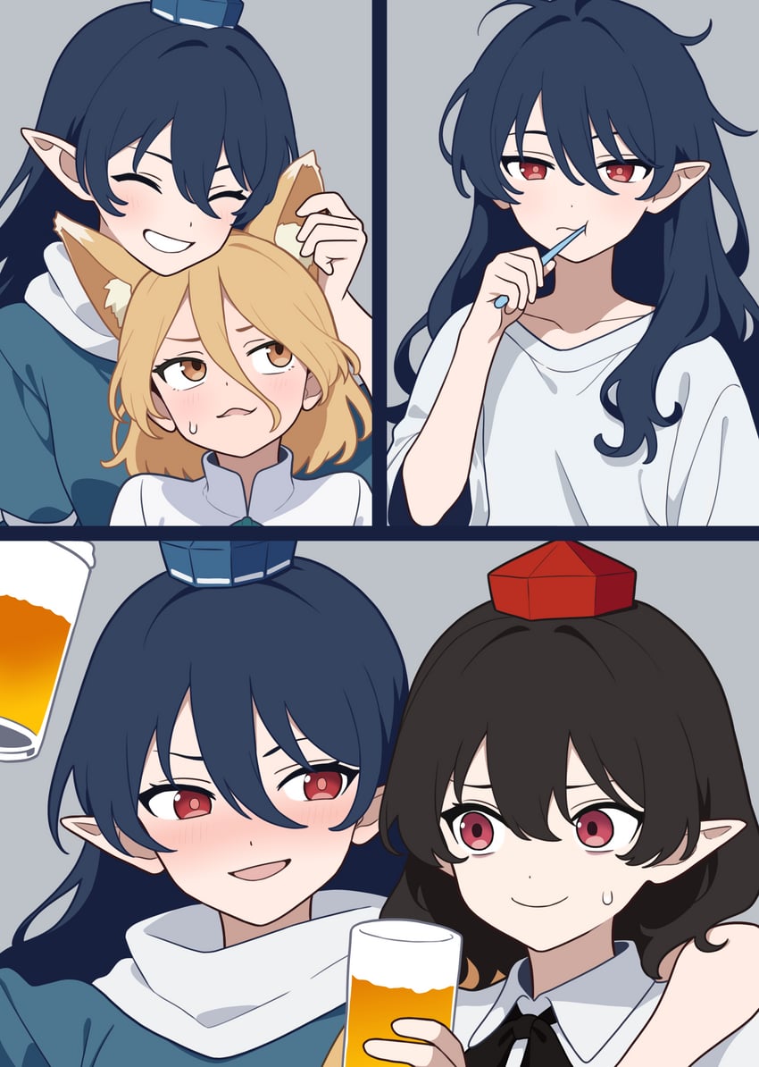 shameimaru aya, kudamaki tsukasa, and iizunamaru megumu (touhou) drawn by snackdang