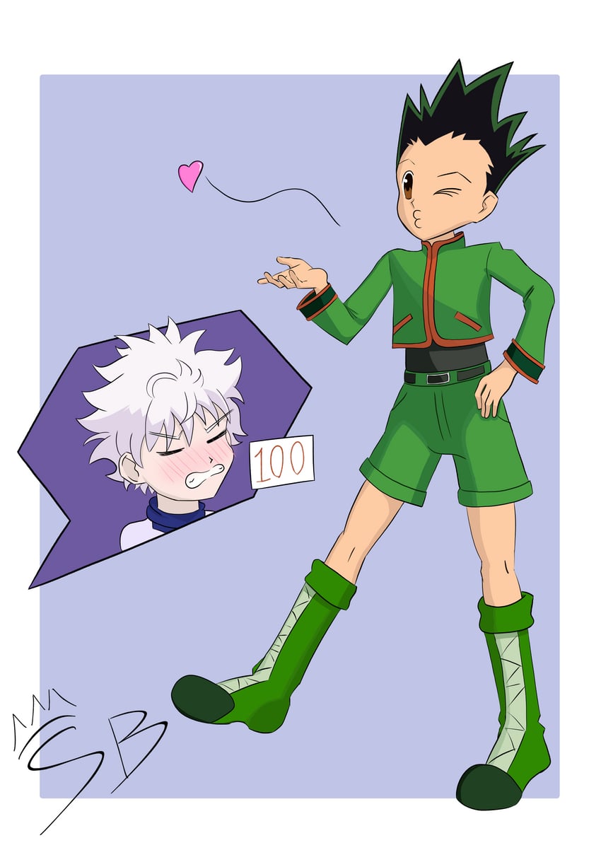 killua zoldyck and gon freecss (hunter x hunter) drawn by sugarbearvt