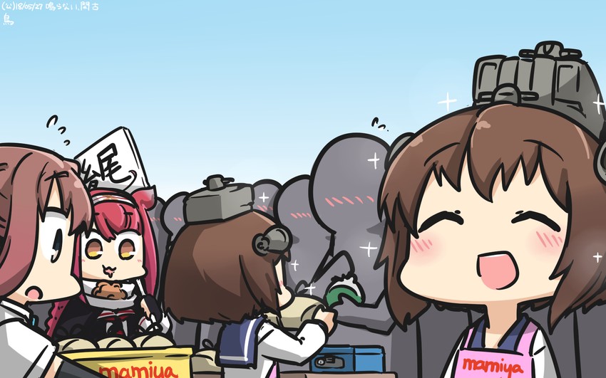 yukikaze, kawakaze, asagumo, and kawakaze kai ni (kantai collection) drawn by hamu_koutarou