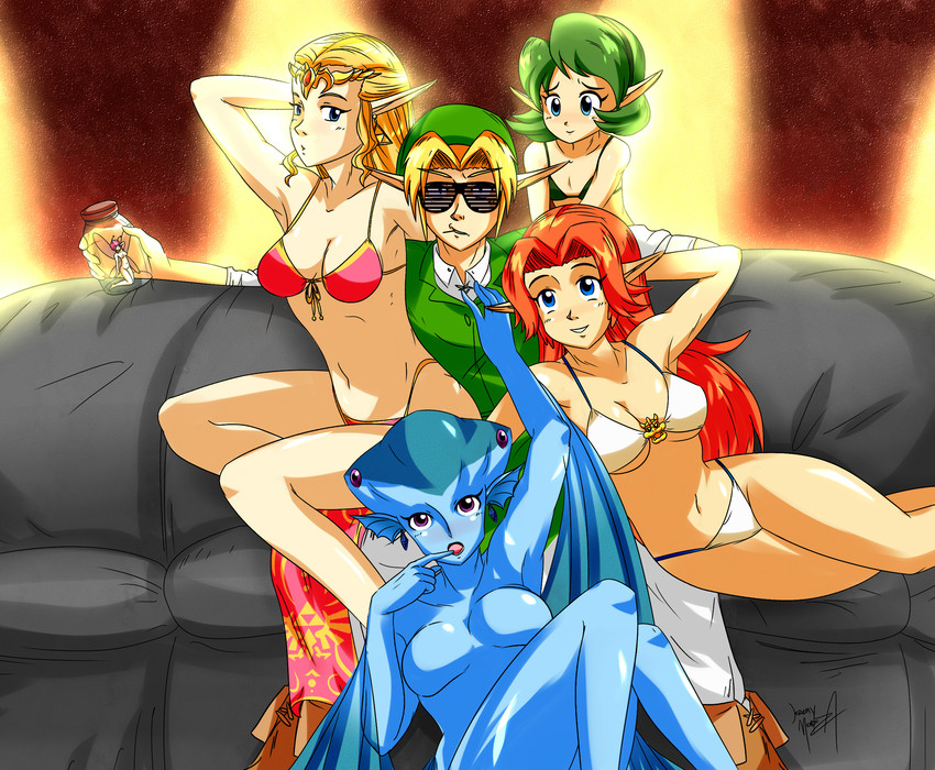 link, princess zelda, saria, malon, and princess ruto (the legend of zelda and 1 more) drawn by i_am_jemboy