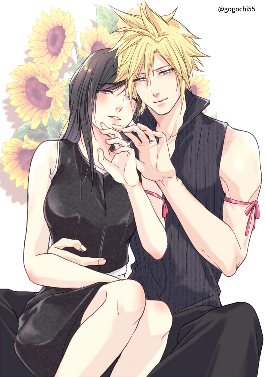 tifa lockhart and cloud strife (final fantasy and 2 more) drawn by gogochi55