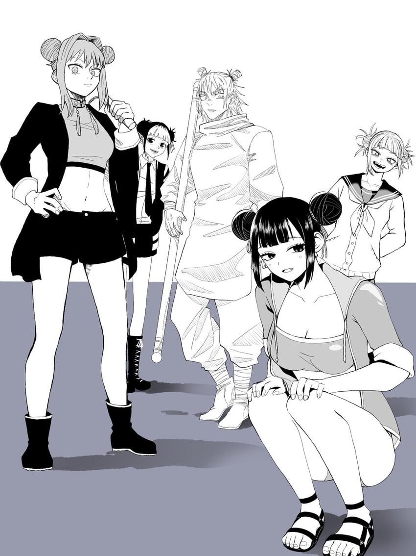 toga himiko, kashimo hajime, hinao, tsujita makoto, and minmin (boku no hero academia and 4 more) drawn by medemedenomi