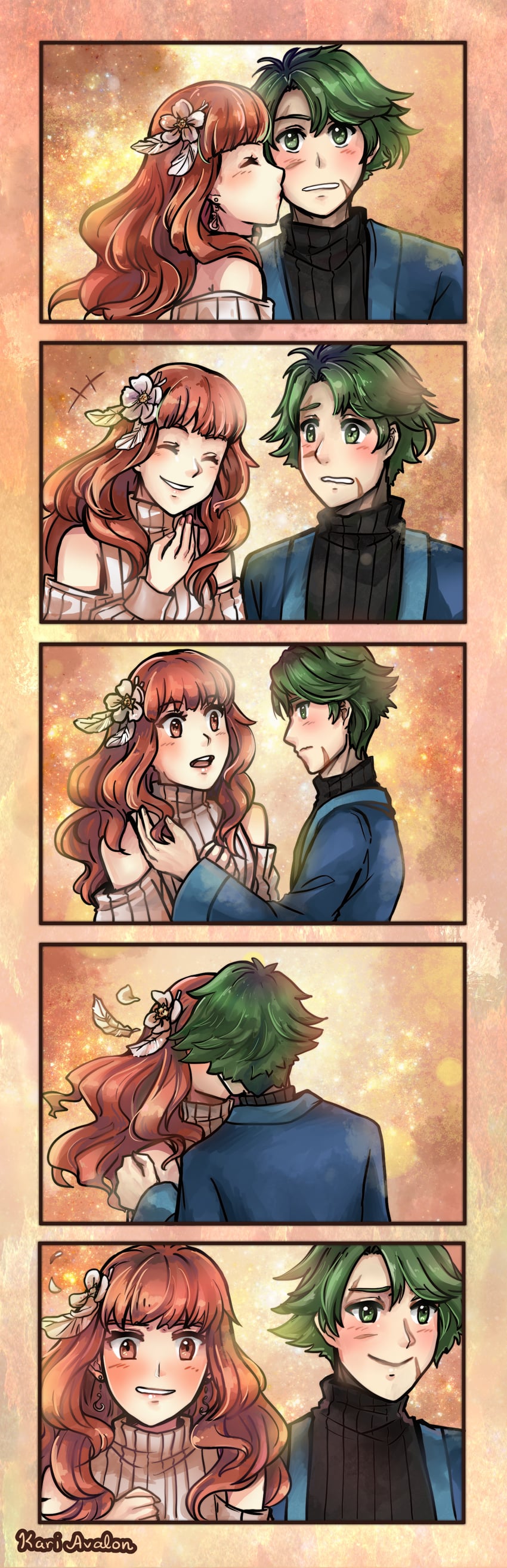 celica and alm (fire emblem) drawn by kari_avalon