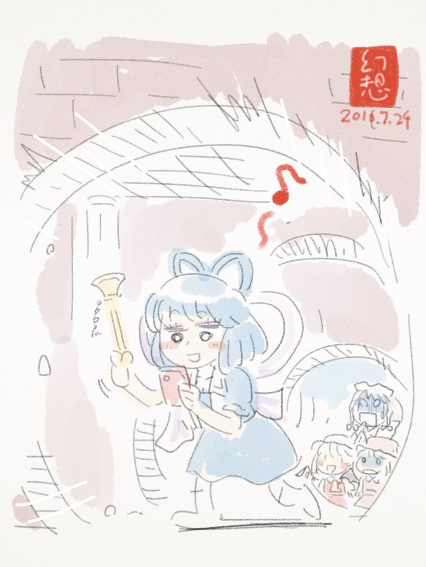 remilia scarlet, flandre scarlet, izayoi sakuya, and kaku seiga (touhou) drawn by gensoukoumuten