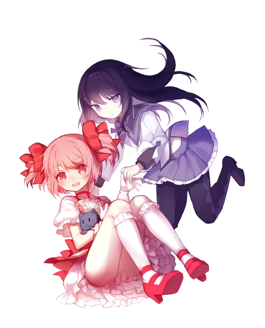 akemi homura and kaname madoka (mahou shoujo madoka magica) drawn by cuivre