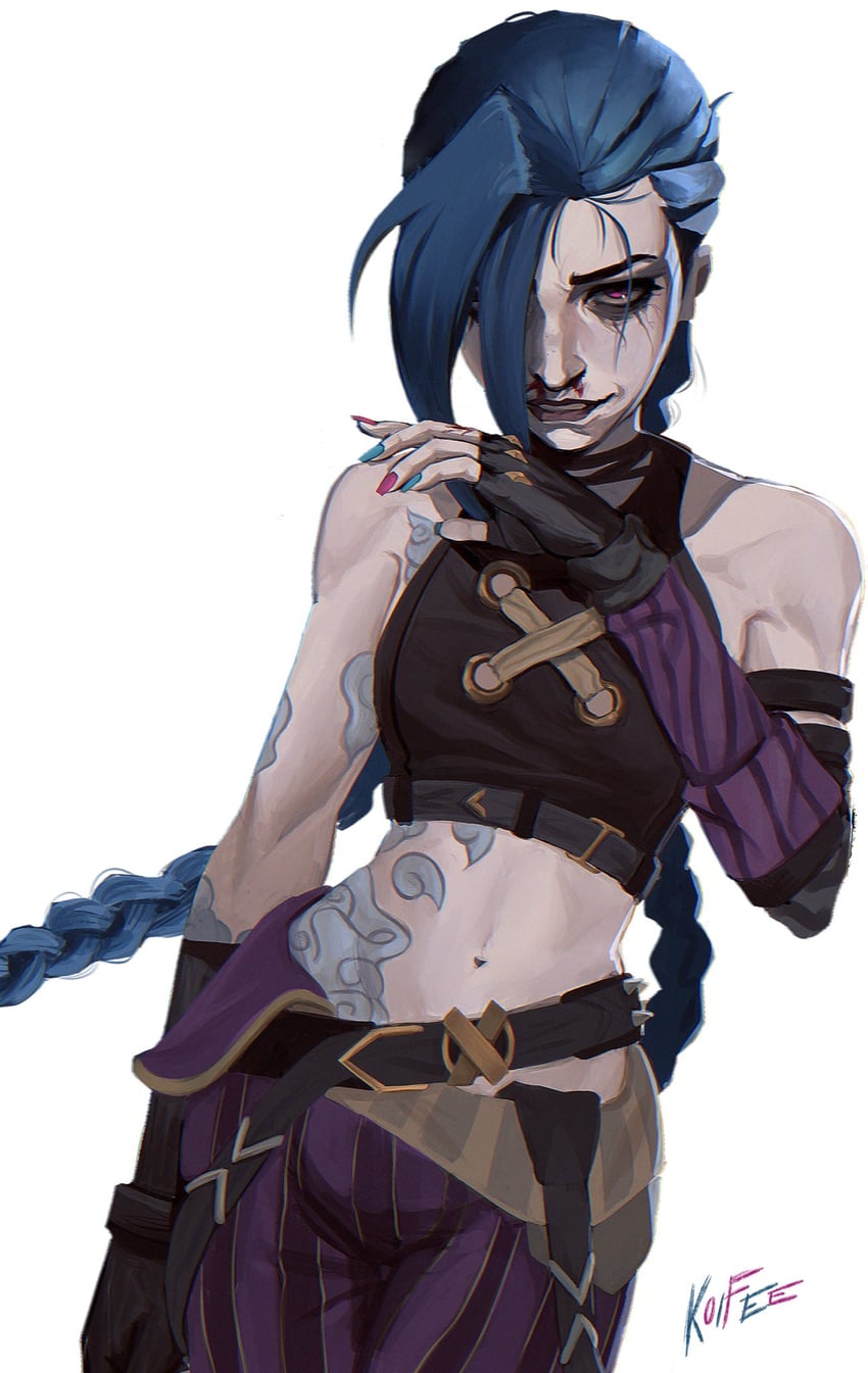 jinx and arcane jinx (league of legends and 1 more) drawn by koifee