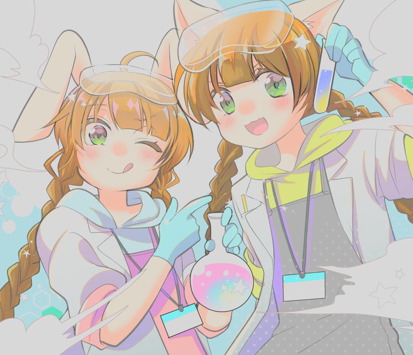mimi and nyami (bemani and 1 more) drawn by keiri_org