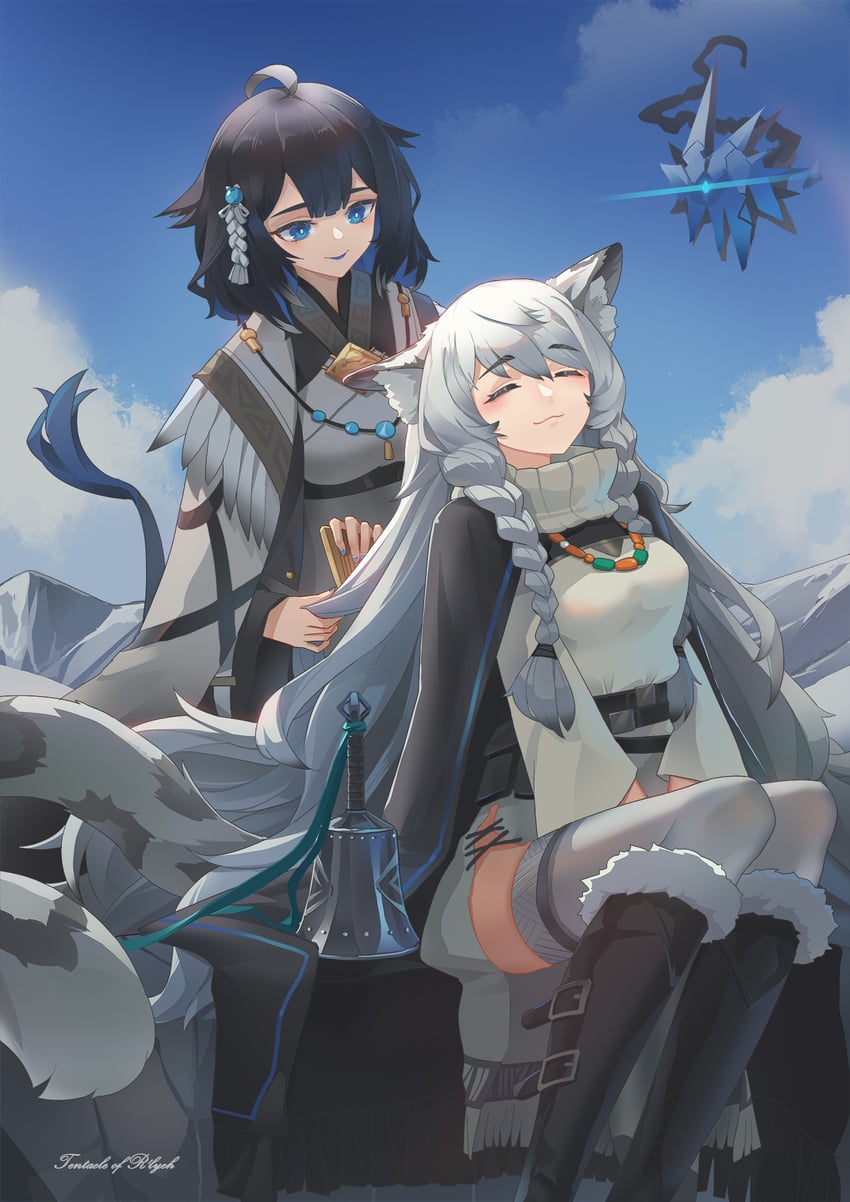 pramanix and kjera (arknights) drawn by sima_naoteng