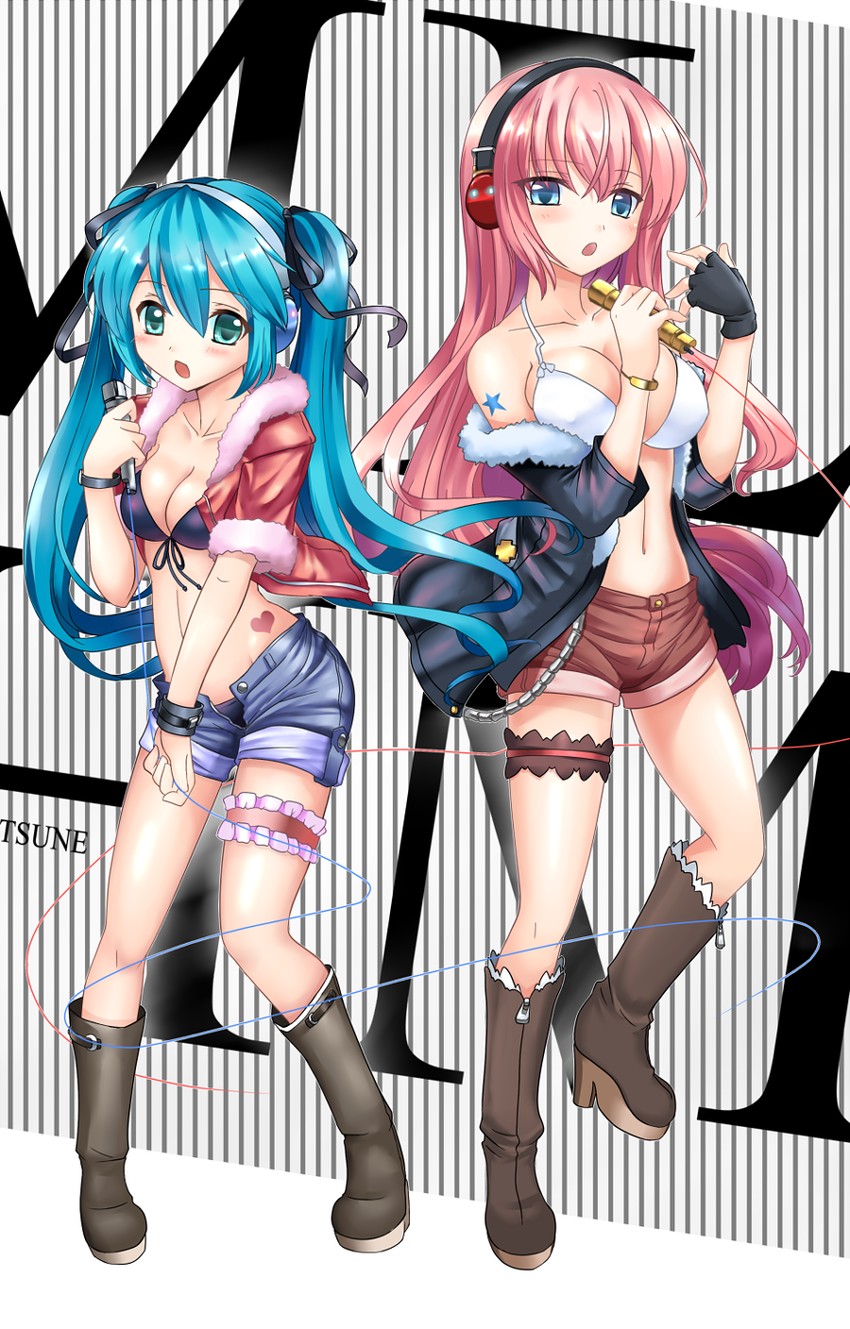 hatsune miku and megurine luka (vocaloid) drawn by miyuki_rei