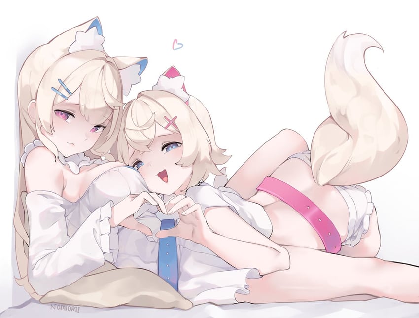 fuwawa abyssgard and mococo abyssgard (hololive and 1 more) drawn by namiorii