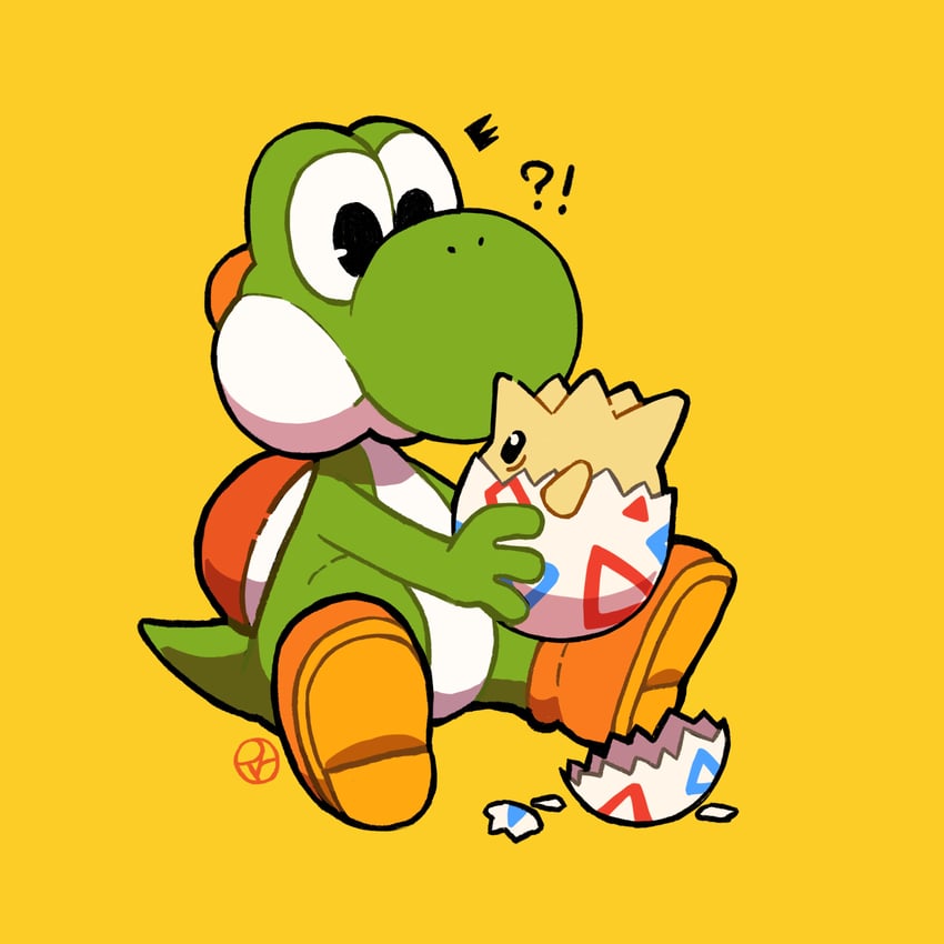yoshi and togepi (pokemon and 1 more) drawn by rutiwa