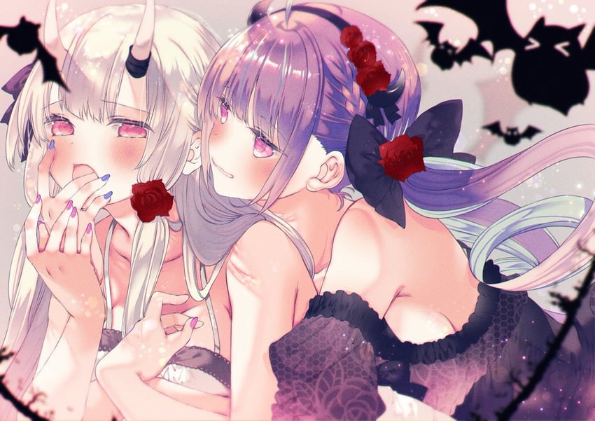minato aqua and nakiri ayame (hololive) drawn by moo_(umineko)