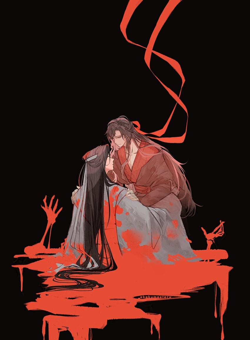 wei wuxian and lan wangji (modao zushi) drawn by akakumoeteru
