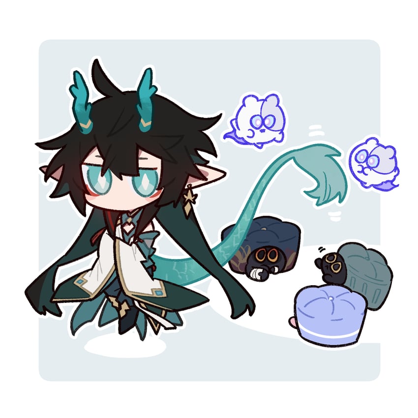 trailblazer, march 7th, dan heng, blade, and wubbaboo (honkai and 1 more) drawn by shigetake_(buroira)