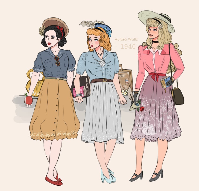 snow white, aurora, and cinderella (disney and 4 more) drawn by aurora_williams