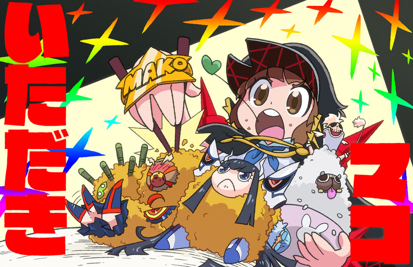 matoi ryuuko, senketsu, kiryuuin satsuki, mankanshoku mako, junketsu, and 5 more (kill la kill) drawn by sbg