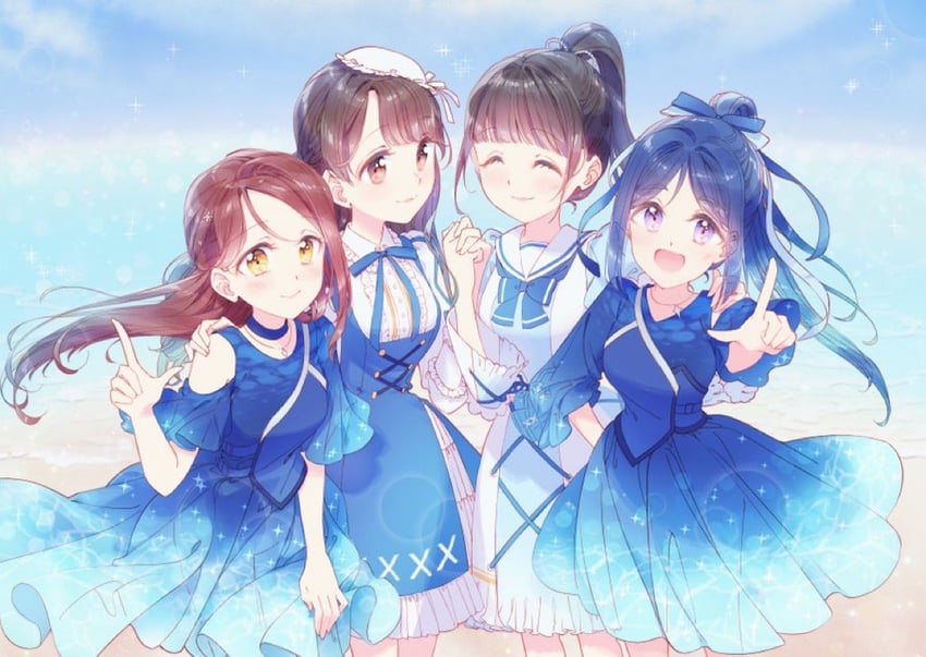 sakurauchi riko, matsuura kanan, aida rikako, and suwa nanaka (love live! and 2 more) drawn by mimori_(cotton_heart)