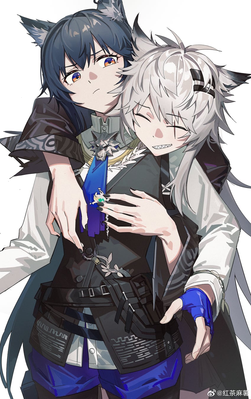 texas, lappland, and texas the omertosa (arknights) drawn by hongchamashu