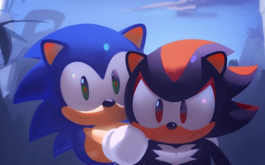 sonic the hedgehog and shadow the hedgehog (sonic and 1 more) drawn by murzanic