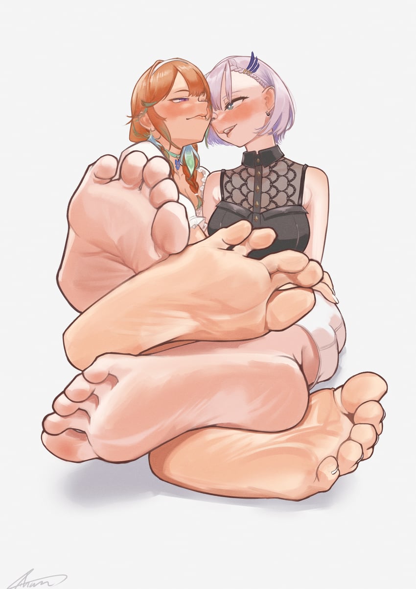 takanashi kiara and pavolia reine (hololive and 2 more) drawn by aiharararara