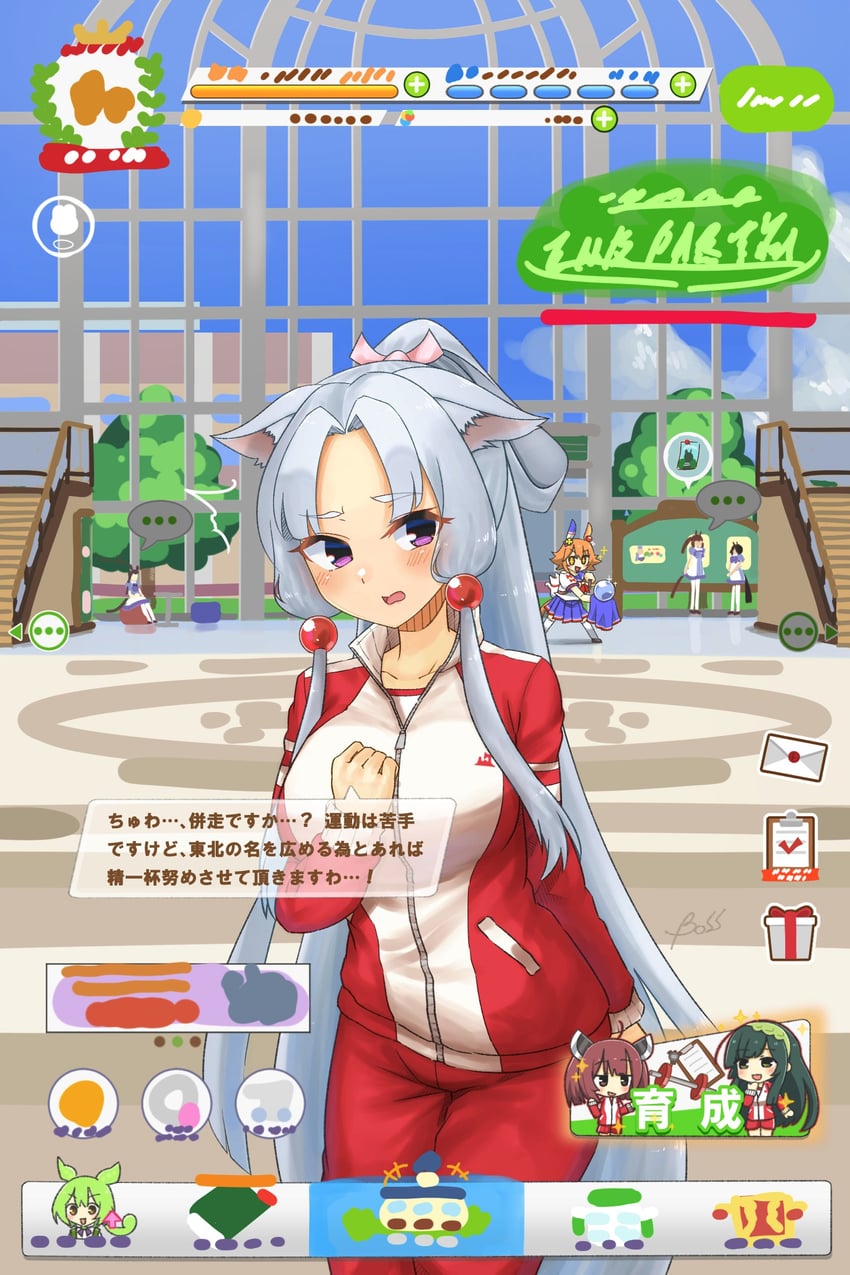 touhoku kiritan, zundamon, matikanefukukitaru, touhoku zunko, and touhoku itako (umamusume and 2 more) drawn by <boss>