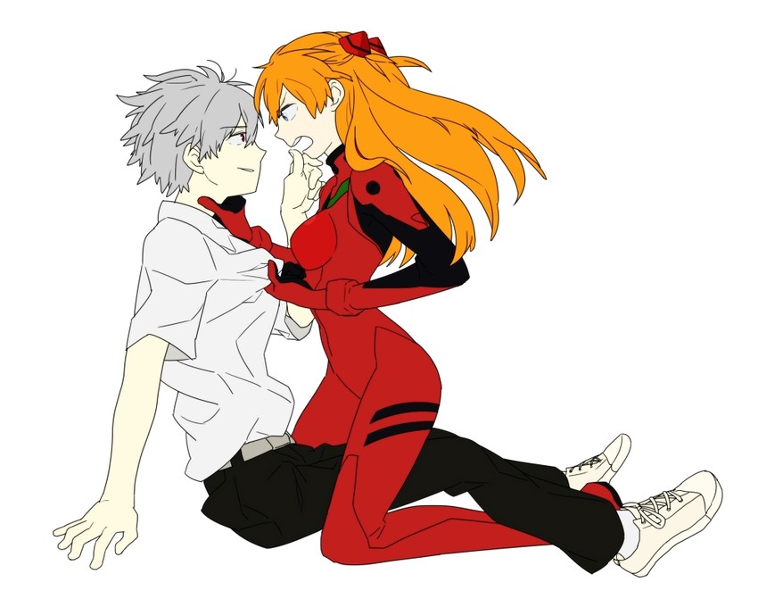 souryuu asuka langley and nagisa kaworu (neon genesis evangelion) drawn by regain