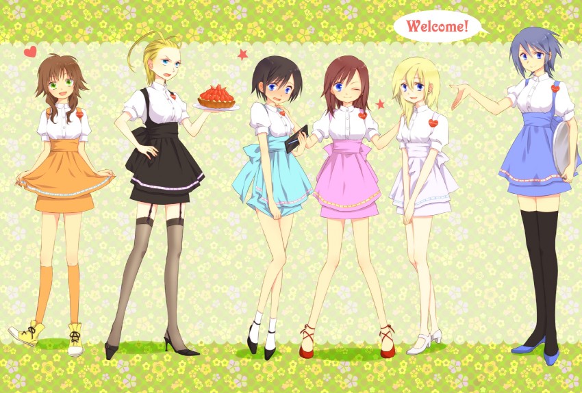 kairi, aqua, xion, namine, larxene, and 1 more (kingdom hearts and 3 more) drawn by okitsune_(okitsune-sama)