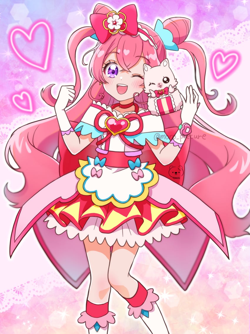 nagomi yui, cure precious, and kome-kome (precure and 1 more) drawn by moro_precure