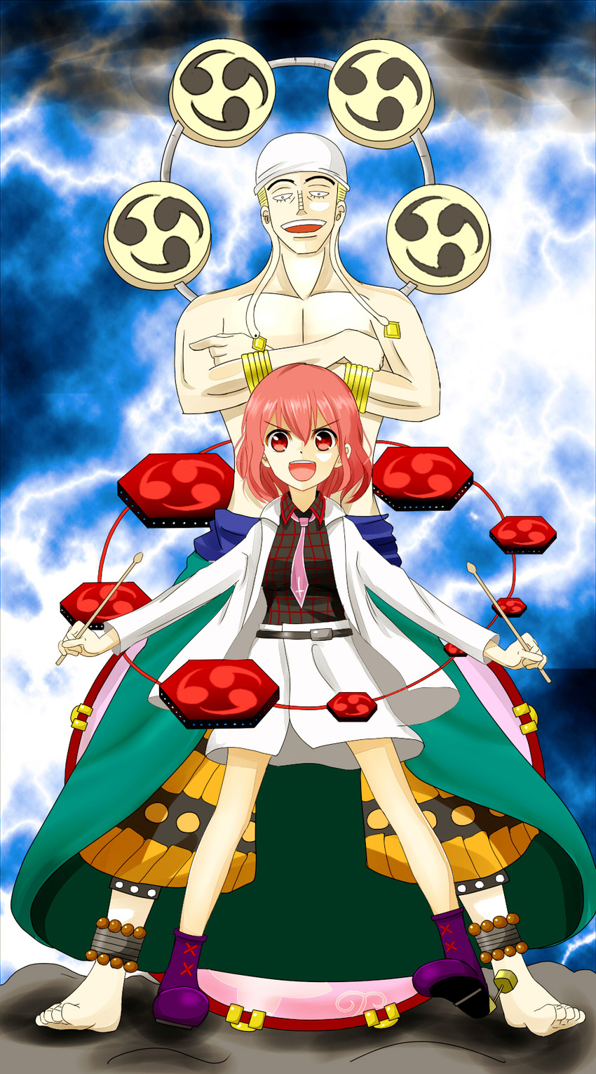horikawa raiko and enel (touhou and 1 more) drawn by indo_(mdtanaka2007)