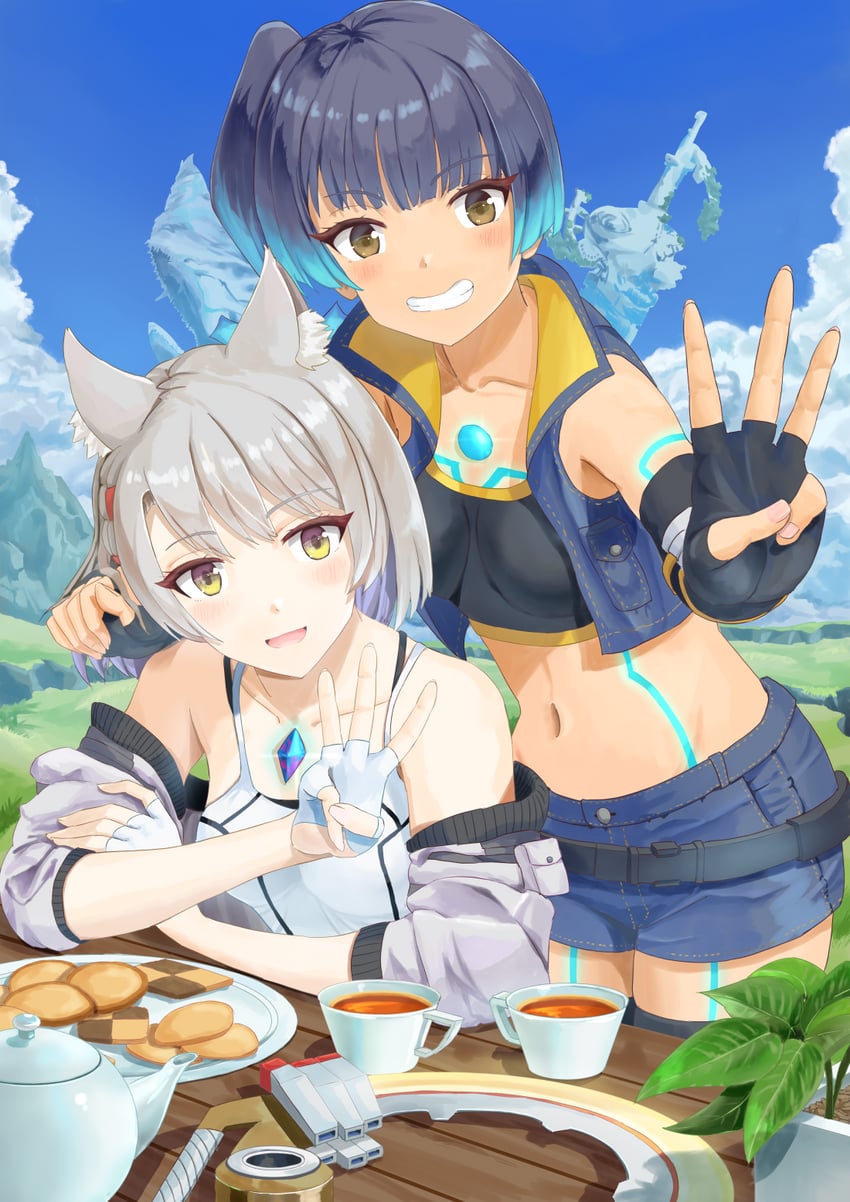 mio and sena (xenoblade chronicles and 1 more) drawn by sawayakakatsu