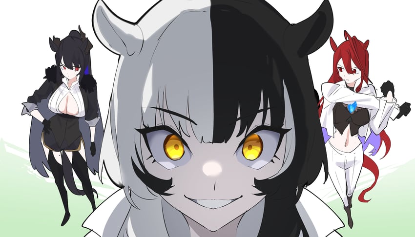 shiori novella, nerissa ravencroft, and elizabeth rose bloodflame (hololive and 2 more) drawn by daaku_(koizumi_arata)