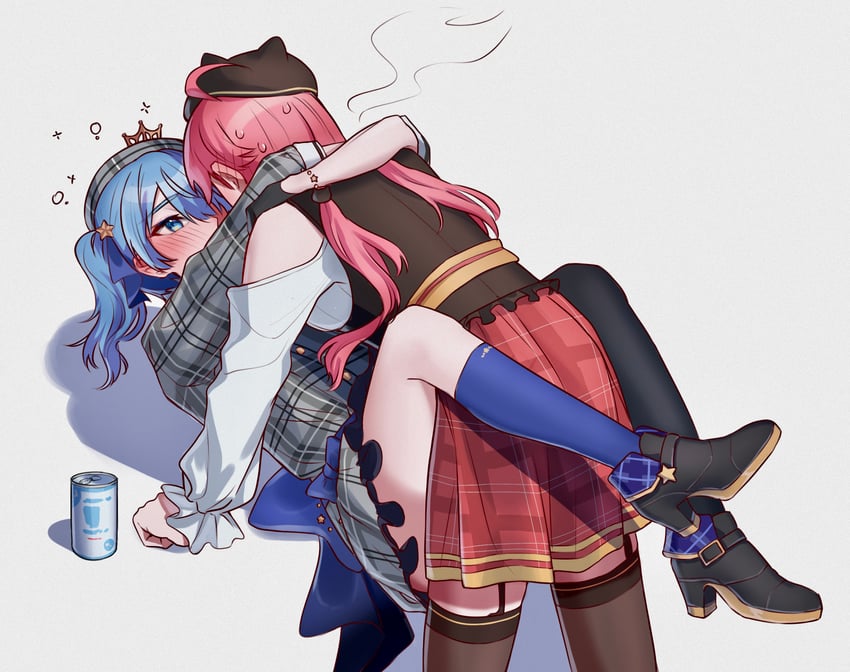 hoshimachi suisei and sakura miko (hololive) drawn by yaki_cheese
