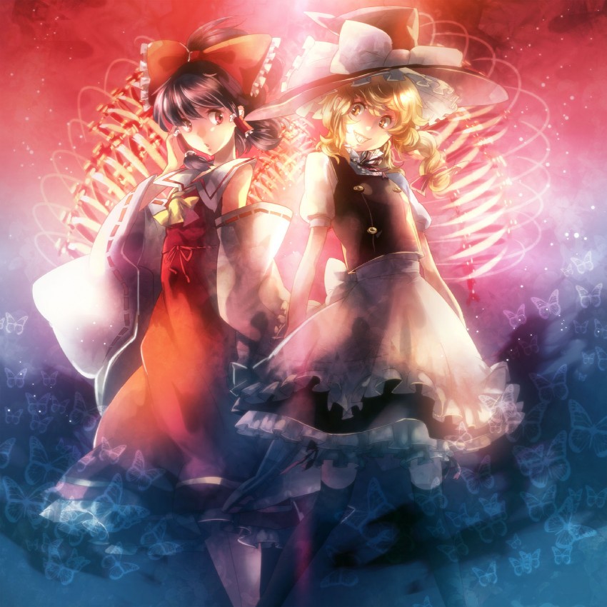 hakurei reimu and kirisame marisa (touhou) drawn by noki_(affabile)