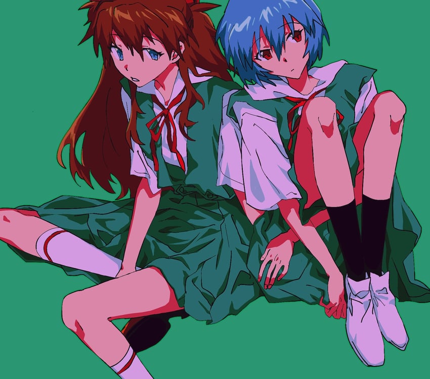souryuu asuka langley and ayanami rei (neon genesis evangelion) drawn by fishcoooo