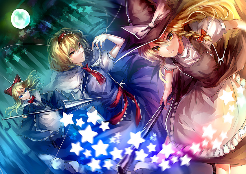 kirisame marisa, alice margatroid, and shanghai doll (touhou and 1 more) drawn by u_u_zan