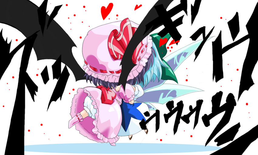remilia scarlet and cirno (touhou and 1 more) drawn by kitsune_neko_(kon_mao)