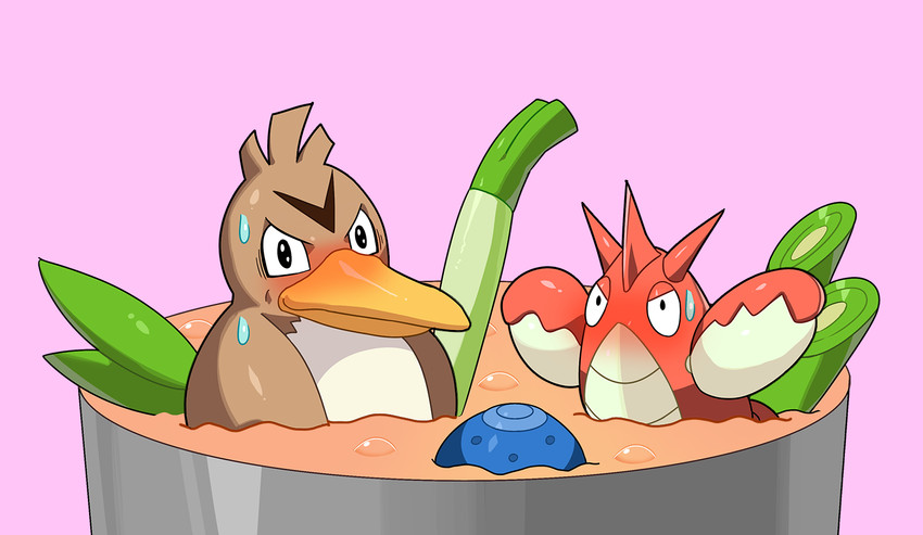 farfetch'd and corphish (pokemon) drawn by drunkoak