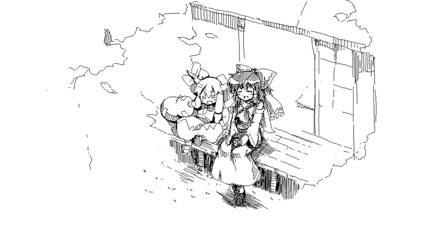 hakurei reimu and ibuki suika (touhou) drawn by fuukadia_(narcolepsy) and sora_no_amagumo