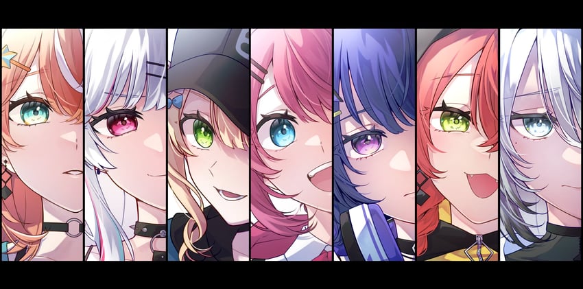 kuramochi meruto, ishigami nozomi, igarashi rika, koshimizu toru, sophia valentine, and 2 more (nijisanji) drawn by kashikaze