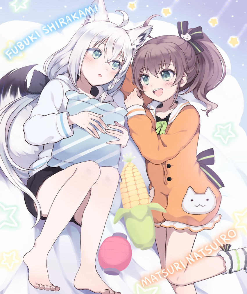shirakami fubuki and natsuiro matsuri (hololive) drawn by gum_(vivid_garden)