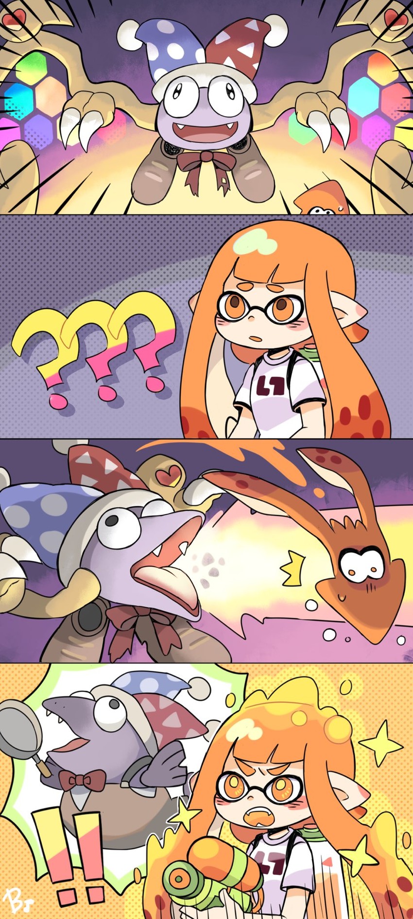 inkling player character, inkling girl, marx, kaori, and cohock (splatoon and 2 more) drawn by beco_(100me)