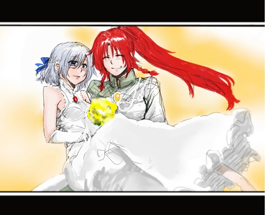 izayoi sakuya and hong meiling (touhou) drawn by matsuri_kyuuta