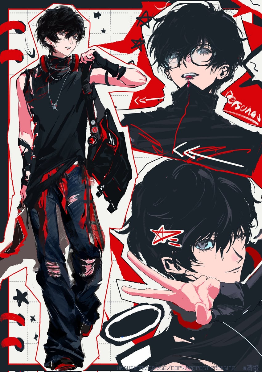 amamiya ren (persona and 1 more) drawn by qchng