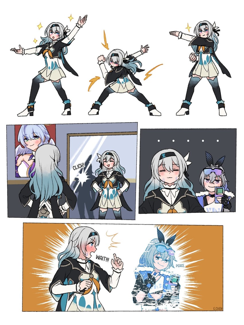 firefly, robin, and silver wolf (honkai and 1 more) drawn by chen_(somanychens)