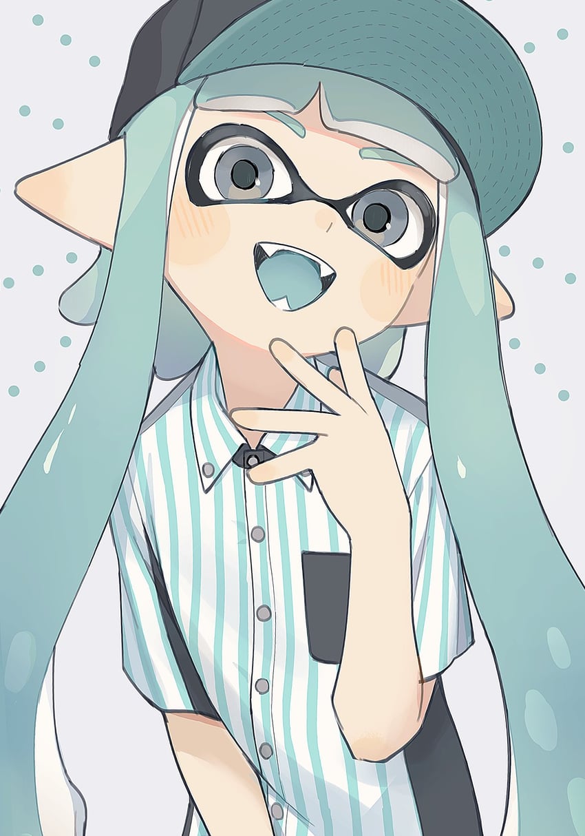 inkling player character and inkling girl (splatoon) drawn by gomi_(kaiwaresan44)